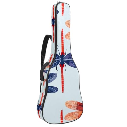 Sac de guitare basse 109 cm libellule rouge en tissu Oxford souple