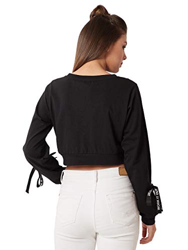 Image of Miss Chase Women's Black Cotton Oversized Crop Top