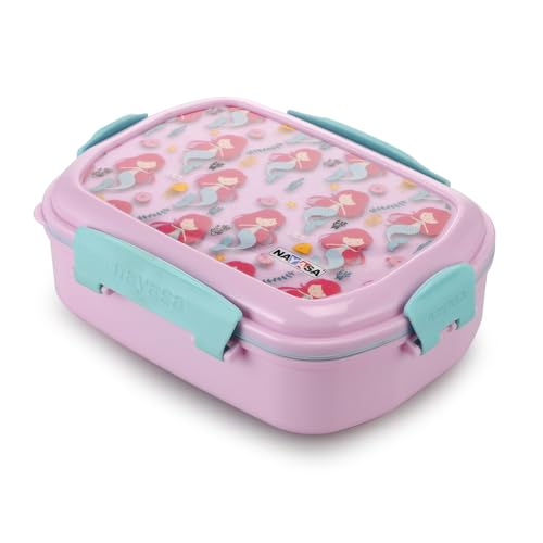 Image of Nayasa On The Go DLX Small Lunch Box, Leakproof, Durable - Perfect for School Kids,Pink