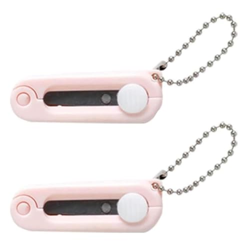 2Pcs Pink Keychain Scissors,Folding Scissors,Safe Portable Travel,Foldable Telescopic Cutter Pocket,Mini with Keychain for Cutting, Scrapbooking Crafting, Cutting Tools