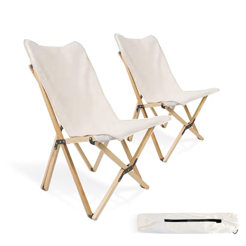 Bathonly 2 Pack Outdoor Folding Camping Chair, Beach Chair with Backpocket and Carry Bag, Portable Butterfly Reclining Chair for Camping, Picnic, Beach, Patio