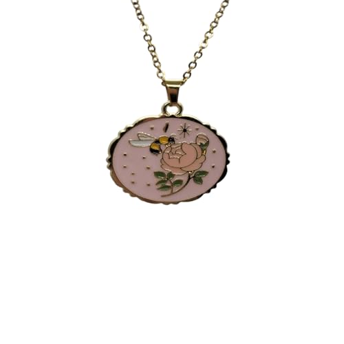 Collier abeille fleur émail en acier pour illuminer vos tenues d'été quotidiennes