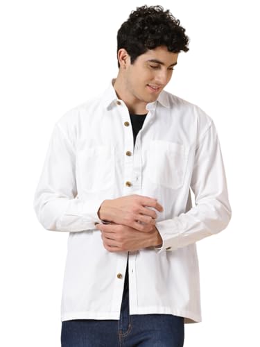 Image of Thomas Scott Men's | Solid | Full Sleeve | Oversized Fit | Cotton Blend | Spread Collar | Casual Shirt
