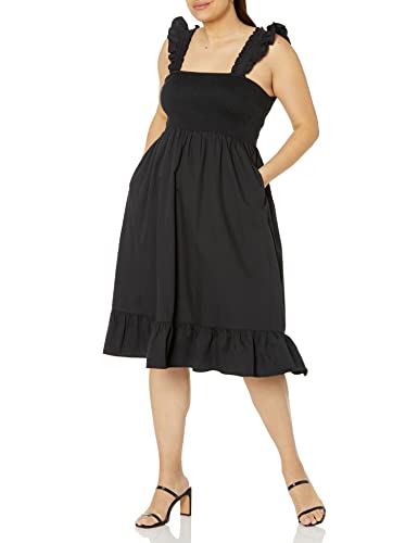 Image of The Drop Womens Kimi Ruffled Shoulder Smocked Midi Dress