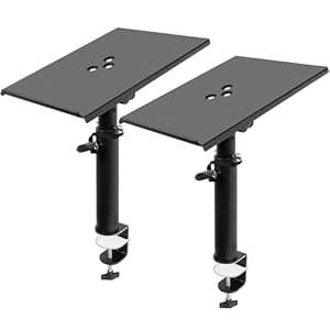 OUUTMEE 2 Stück Desktop Lautsprecherständer, Höhen- und Neigungsverstellbare Boxenständer (0–12 ° Winkel) für Regallautsprecher, Laptops und Projektoren