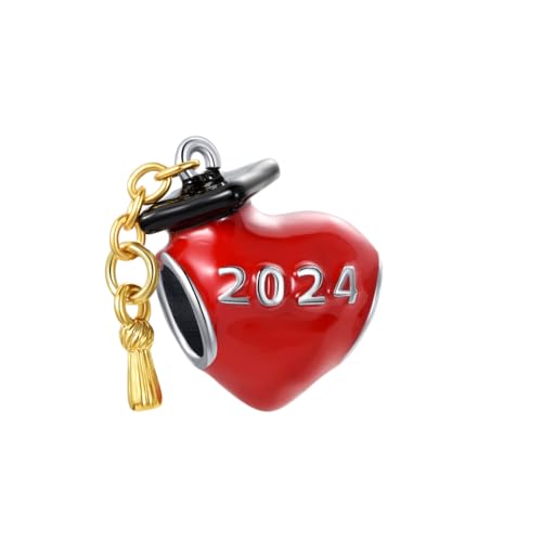Abalorio de graduación con silueta de corazón y ajuste preciso para pulseras