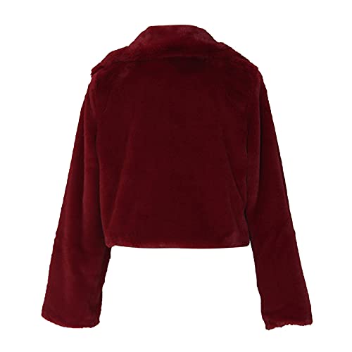 Sexy Crop Jackets For Women Winter Warm Fuzzy Fleece Outerwear Oversized Faux Fur Soft Coats Jacket Trendy Short Tops #TOP6
