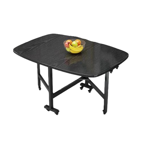 折りたたみダイニングテーブル 収納棚付き キャスター付き 伸縮式テーブル コンパクト設計 おしゃれな木製テーブル 小さい部屋やキッチンに最適 組立簡単(Black,120*70cm)