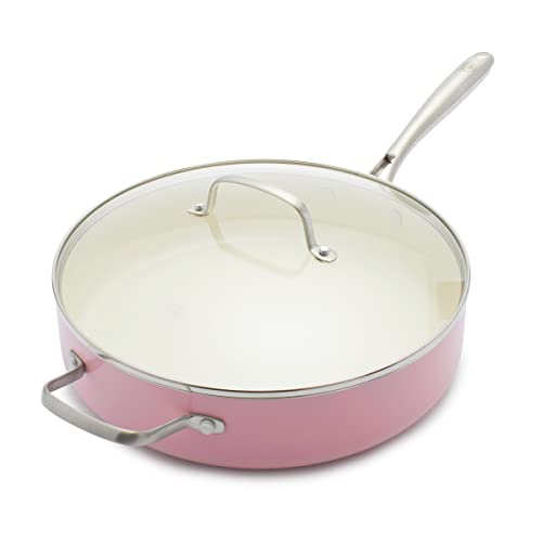 GreenLife Artizan Sauteuse 30cm/4.8 litres antiadhésive en céramique saine, sans PFAS, Adapté à l'induction, Lavable au lave-vaisselle, Au four, rose