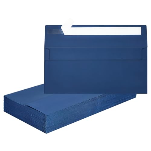 Image of Mulbozy 50 Pcs #10 Navy Blue Envelopes Letter Size Windowless Self Seal