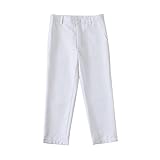 Boys School Uniforms Pants Kids Toddler Flat Front Adjustable Waist Dress Pants Size 5 White