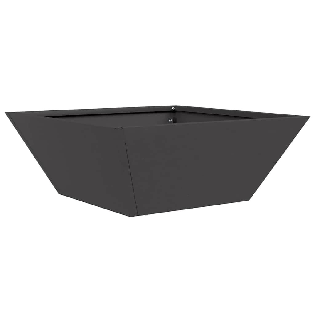 Doniczka ogrodowa Czarny stalowa 40x40x15 cm Stal zimnogięta nowoczesna donica trapezowa na taras balkon ogród minimalistyczny design