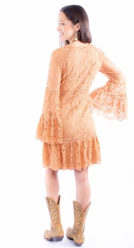 Image of Scully Western Dress Womens L /S Overlay Lace L Light Latte F0 HC557