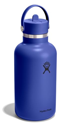 Image of Hydro Flask Water Bottle - Insulated Stainless Steel - Wide Straw Lid, Non Spill, Leakproof in 64 Oz Capri Blue