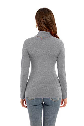 Image of Womens Long Sleeve Turtleneck T-Shirts Casual Lightweight Slim Fit Cozy Base Layer Top