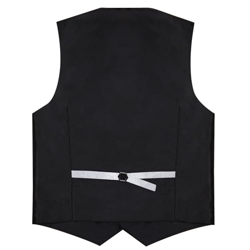 Image of DiBanGu Mens Paisley Suit Vest Silk Jacquard Waistcoat and Necktie Set Formal Shawl Collar Dress Vest 7PCS for Wedding Party