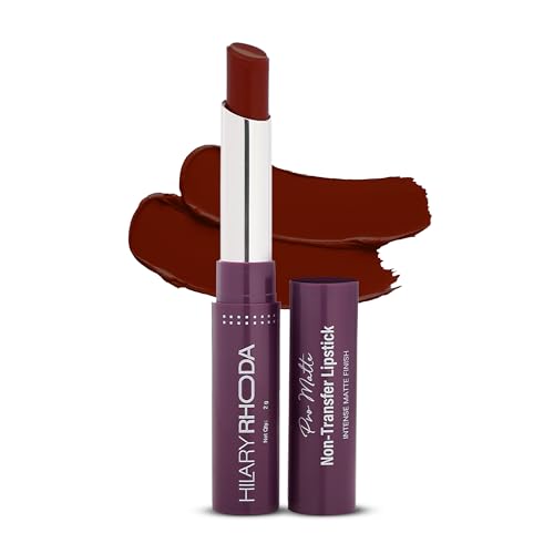 Image of Hilary Rhoda Pro Matte Non-Transfer Lipstick | Waterproof & Smudge-Proof | 12-Hour Long Stay | 24 Shades Available | Highly Pigmented Matte Finish Lipstick | 2g - (Red Wine | Shade 20)