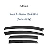 IG Window Visor for Audi A4 Sedan 2009-2016, Rain Guard Tape-On Extra Durable Sun Wind Side Vent Window Deflector, 2009 2010 2011 2012 2013 2014 2015 2016 (Sedan Only) #1