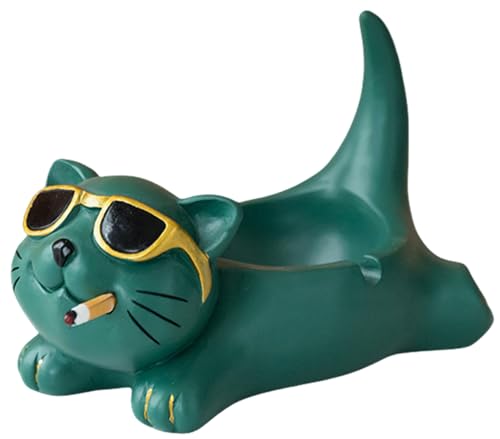 XinYiRich 灰皿 エレガント 猫灰皿 卓上灰皿 テーブル用灰皿 大容量 樹脂デスクトップタバコ灰皿屋内クリエイティブクール喫煙灰皿車オフィスリビングルーム灰皿飾り 使いやすい ホームリビングルームオフィス 卓上用 (A)