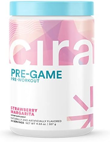 Cira Pre-Game Pre Workout Powder for Women - Preworkout Energy Supplement for Nitric Oxide Boosting, Endurance, Focus, and Strength - 30 Servings, Strawberry Margarita