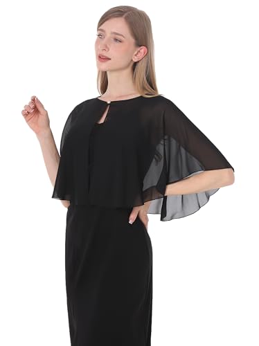 Baoqiya Capelets for women Chiffon Cape Soft Shawls and Wraps Wedding Capes 1920s flapper Cover Up2