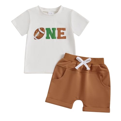 Pudcoco Toddler Baby Boys First Birthday Outfit Summer Football Soccer T-shirt and Shorts Set 1st Birthday Clothes
