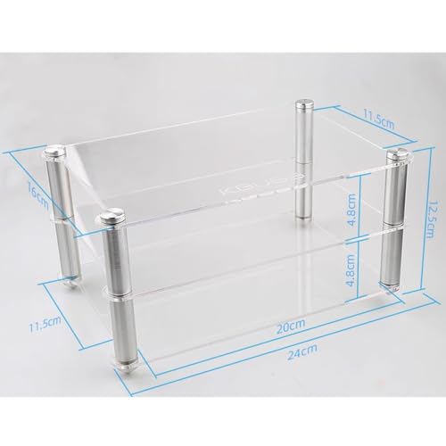 Soporte acrílico para componentes de audio, pequeño soporte para equipos HiFi, soporte para DAC de escritorio, soporte para auriculares y amplificador, soporte transparente/negro para reproductor de - imagen 7