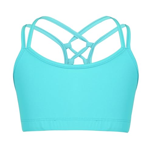 Kids Girls Sports Yoga Ballet Dance Crop Tops Spaghetti Shoulder Straps Criss Cross Back Active Tank Tops