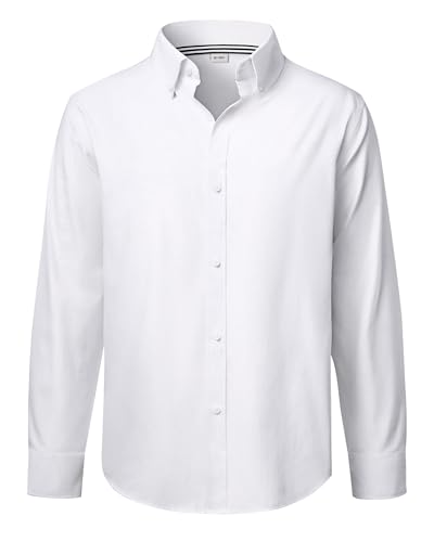 J.VER Boy's Long Sleeve Oxford Dress Shirts Solid Casual Button Down Collar Shirt Kids Formal Uniform Tops