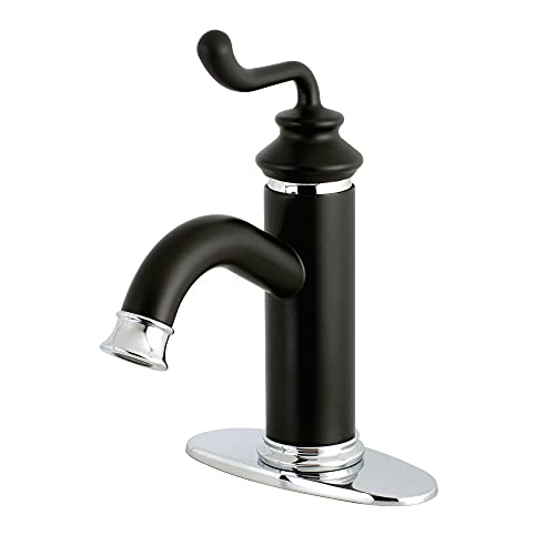 Kingston LS5417RL Bathroom Faucet, Matte Black/Polished Chrome