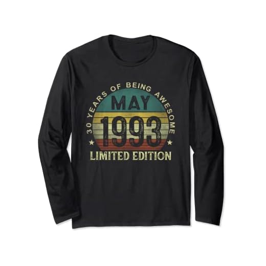 Nacido En Mayo 1993 Vintage 30 Años Regalo Hombre Mujer Manga Larga