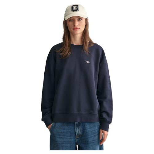 Gant Damen Shield C-Neck Sweatshirt, Evening Blue, S EU