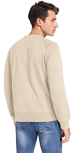 Anelune Men's Cotton-Blend French Terry Crewneck Sweatshirt (Khaki, Xx-Large) #TOP2