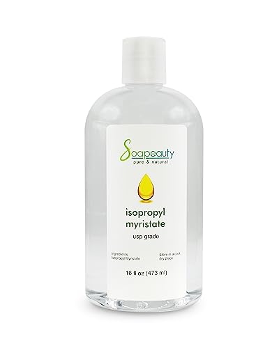Soapeauty Isopropyl Myristate | Cosmetic Grade IPM | For Lotions Creams Soap Making Hair Care Fragrance Oils Makeup Remover & DIY Beauty Formulations | 16 fl oz
