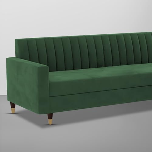 Image of Casaliving Garcia 3 Seater Sofa Set for Living Room (Green - Colour Fabric) Premium Fabric Sofa Set