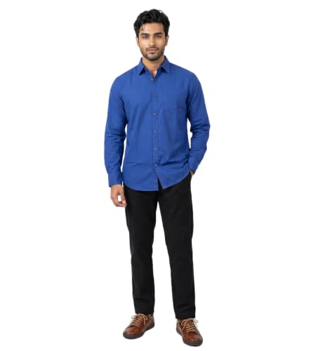 Image of Amazon Brand - INKAST Men Solid Cotton Shirt | Casual Wear | Basic Essential Plain Everyday & Office Wear | Full Sleeve | Regular Fit
