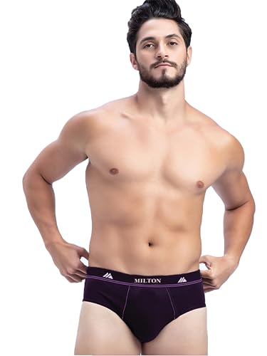 Image of Milton Mens Cotton Solid Outer Elastic Brief | Premium Soft Cotton Underwear | Breathable & Skin-Friendly Briefs with Comfort Fit Waistband | Pack of 1, Color May Vary as per Availability