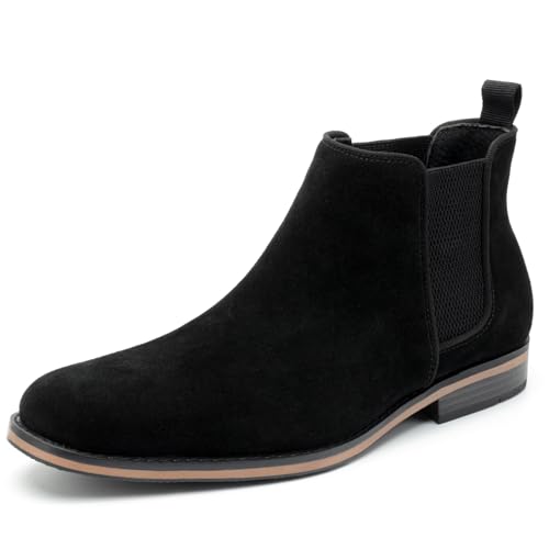 Cestfini Men's Classic Chelsea Boots - Black Suede, Ankle-High, M524-RTM04-BLACK-10.5