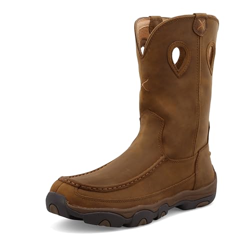 Twisted X Men's 11' Pull On Hiker Boot, Moc Toe, Distressed Saddle & Saddle, 10.5 M