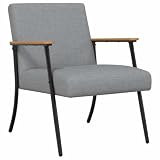ULUYYUC Poltrona imbottita effetto velluto, grigio chiaro, 59 x 75 x 78 cm