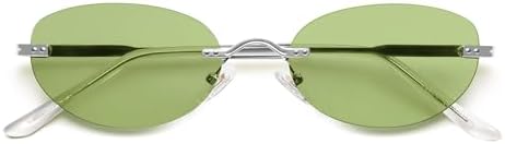 SOJOS Retro Small Oval Sunglasses Womens Trendy Rimless Sun Glasses Vintage Narrow Shades SJ1242