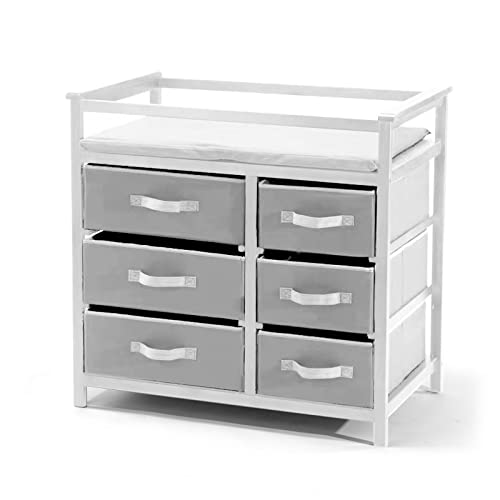 Image of Baby Changing Table with 6 Storage Baskets, Can be Used as a Changing Table Dresser with Changing Table Top, a Baby Changing Station, a Diaper Changing Station (White)