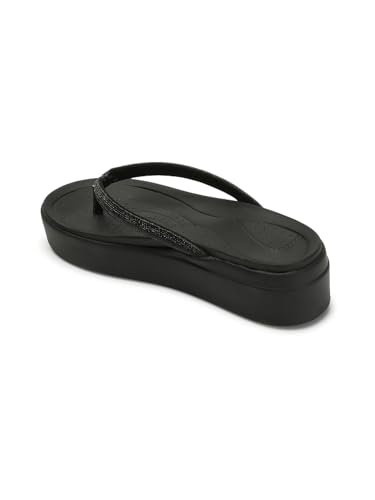 Image of ELLE Women Round toe platform heel slip-on sandal with Shimmer Detail