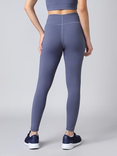 Image of TECHNOSPORT Women's Solid Slim Fit ELASTOPLUS Tights High Waist Polyester Gym Leggings for Yoga Running Workout UPF50+ Anti Odour