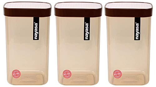 Image of Nayasa Superplast Plastic Fusion Container 1.5 Litre, Set of 3, Brown