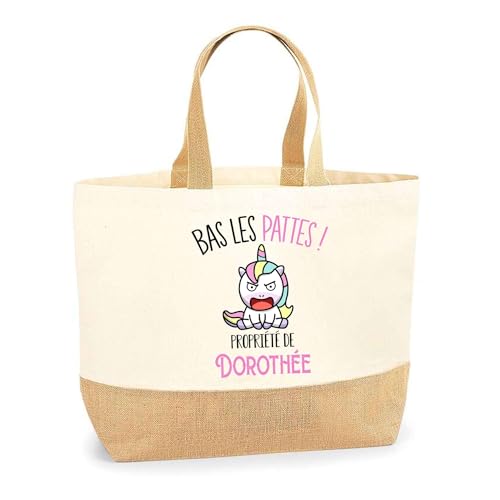Idée cadeau fête des mères sac jute Dorothée licorne original pour maman active
