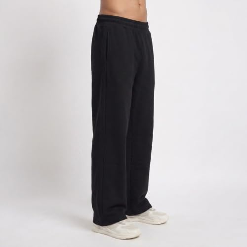 Image of MARK LOUIIS Men's Baggy Trackpants | Regular Fit Cotton Sweatpants with Drawstring Waist & Side Zipper Pockets | Oversized Casual Track Pants for Gym