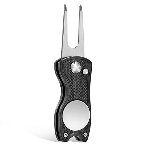 xajie Golf Divot Repair Tool - Foldable Golf Repair Kit with Sturdy Handle & Magnetic Pop-up Button...