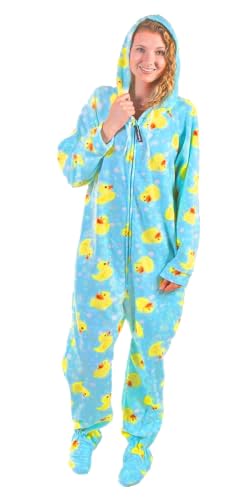 Image of Forever Lazy Adult Onesie Pajamas, Footed Fleece One-Piece Unisex Lounge for Women and Men with Detachable Feet