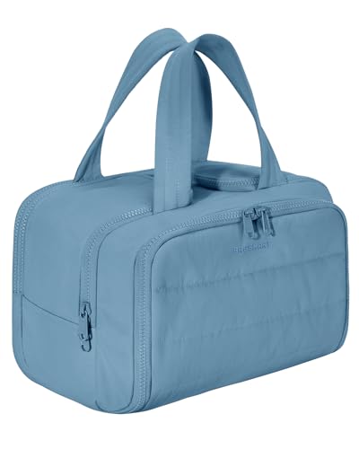 Image of BAGSMART Travel Toiletry Bag, Puffy Toiletry Bag for Women, Wide-open toiletry bags for traveling, Large Travel Cosmetic Makeup Bag Organizer for Accessories,Toiletrie (Steel Blue)